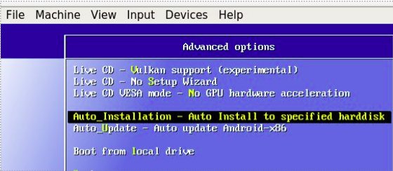 Auto install Android no VirtualBox