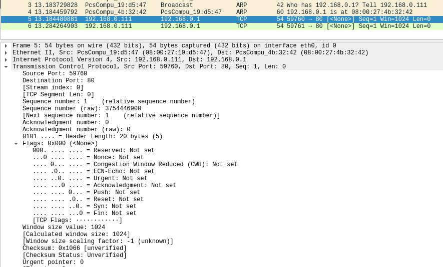 Wireshark: TCP flags = NULL 