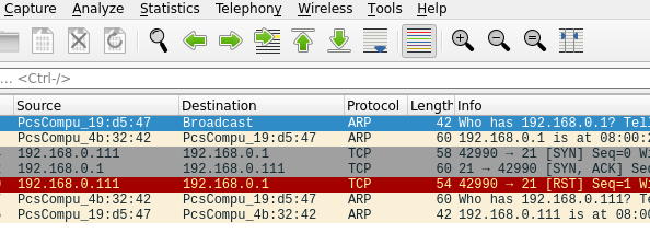 wireshark nmap -p 21