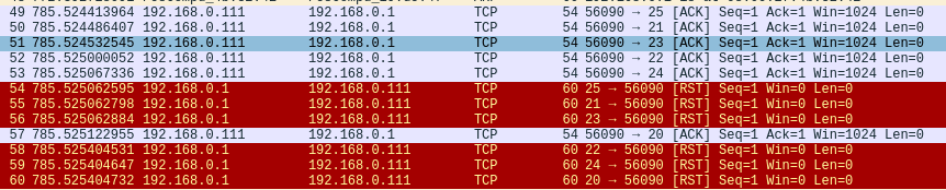 Wireshark nmap scan tcp ack